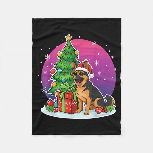 Couverture Polaire Christmas German Shepherd Santa Hat Xmas Men Women (Devant)