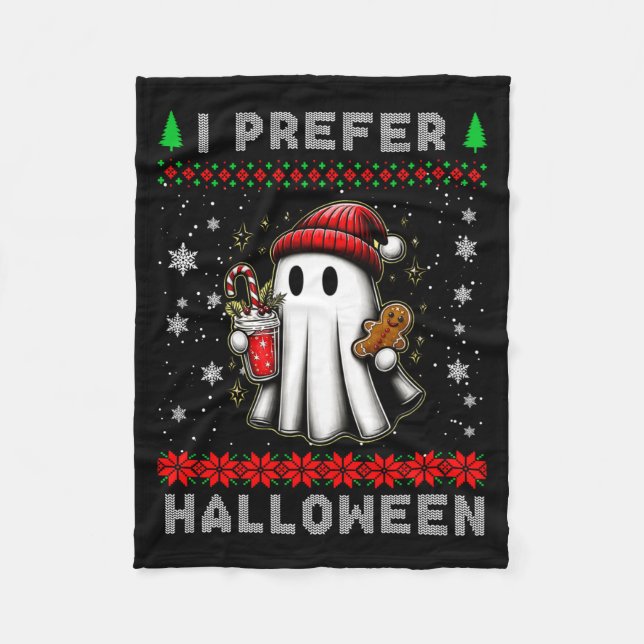 Couverture Polaire Christmas Ghost I Prefer Halloween Ugly Xmas Men W (Devant)