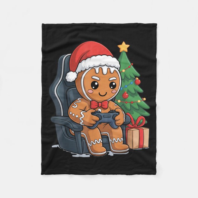 Couverture Polaire Christmas Gingerbread Gamer Chair Holiday Gaming B (Devant)