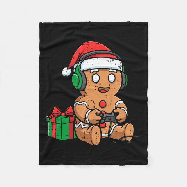 Couverture Polaire Christmas Gingerbread Gamer Xmas Gaming Boys Kids  (Devant)