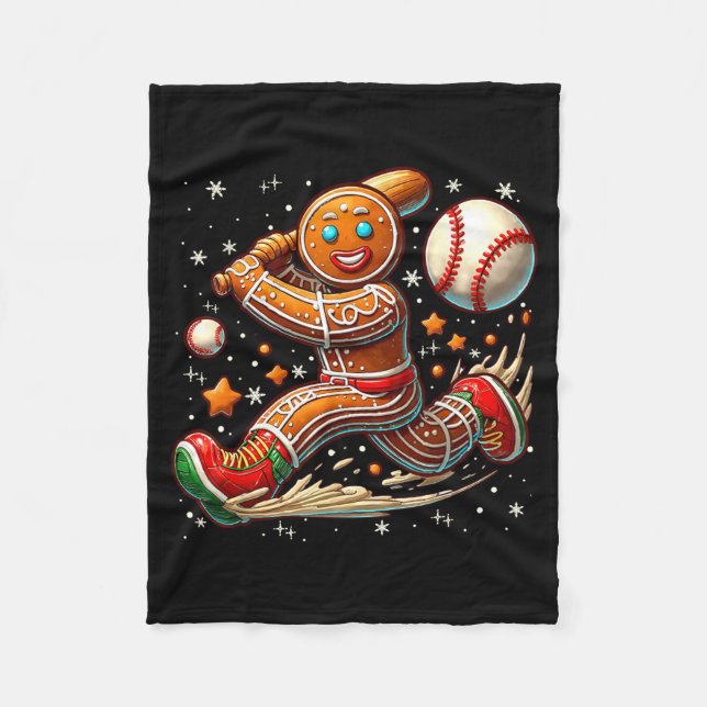 Couverture Polaire Christmas Gingerbread Man Srts Player Funny Baseba (Devant)