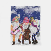 Christmas Gnome Music Band Fleece Blanket