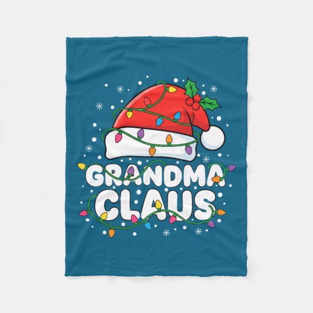 Couverture Polaire Christmas Grandma Claus Santa Hat Christmas Lights (Devant)