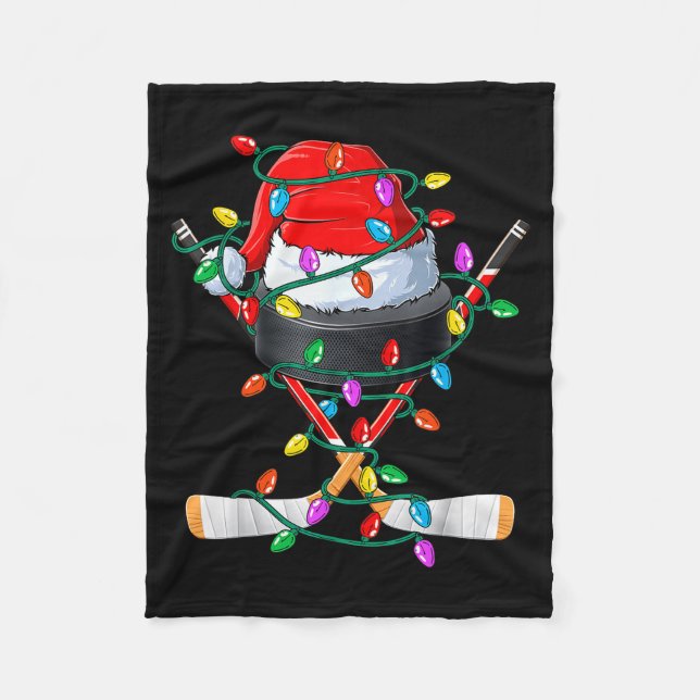 Couverture Polaire Christmas Hockey Xmas Santa Srts Hat Ball Kids Boy (Devant)
