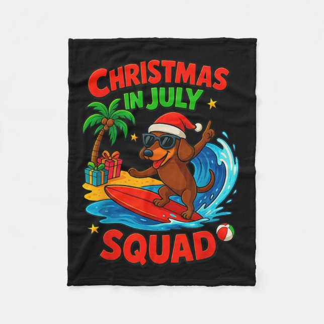 Couverture Polaire Christmas In July Funny Dachshund Dog Lover Xmas I (Devant)