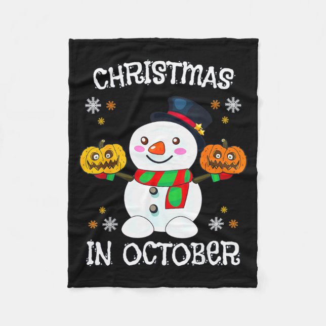 Couverture Polaire Christmas In October Halloween Snowman Pumpkin Kid (Devant)