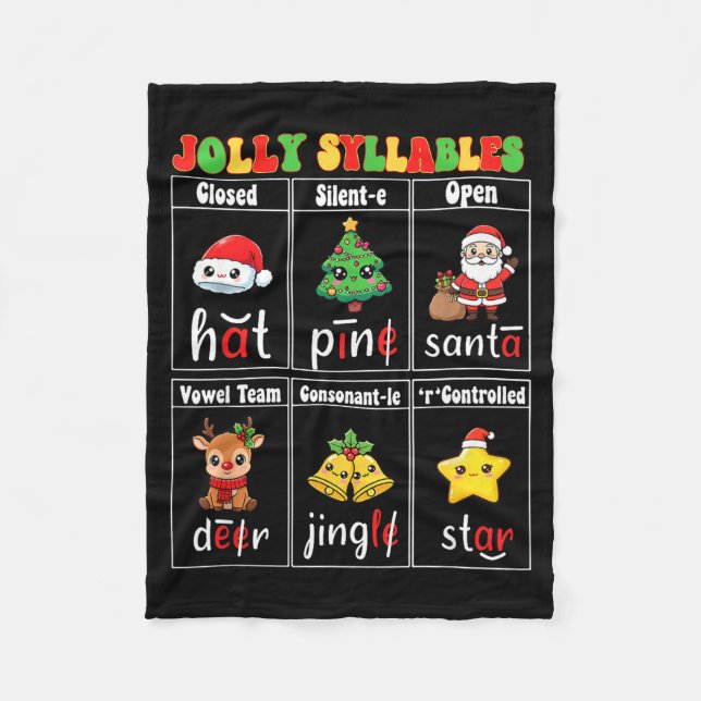 Couverture Polaire Christmas Jolly Syllables Teacher Students Funny S (Devant)