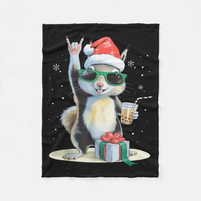 Couverture Polaire Christmas Kawaii Squirrel Bubble Tea Boba Squirrel (Devant)