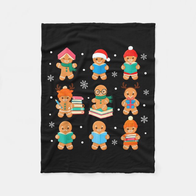 Couverture Polaire Christmas Library Gingerbread Man Books Lover Book (Devant)
