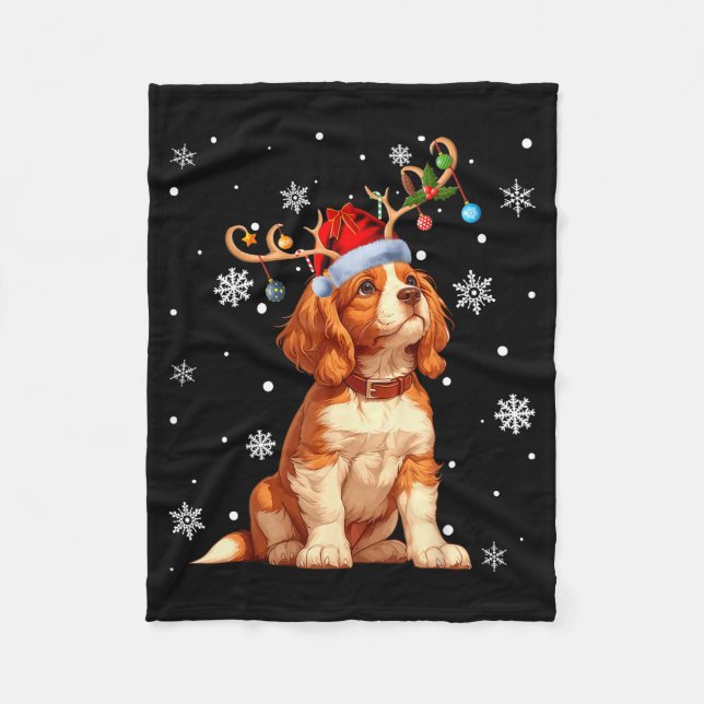 Couverture Polaire Christmas Lights Cavalier King Charles Spaniel Xma (Devant)