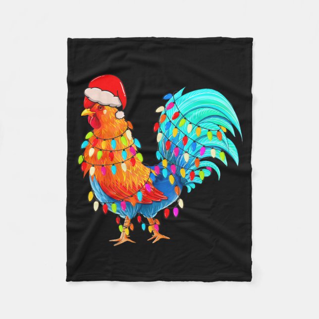 Couverture Polaire Christmas Lights Chicken Wearing Xmas Hat Chicken  (Devant)