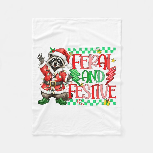 Couverture Polaire Christmas Lights Feral But Festive Funny Raccoon S (Devant)