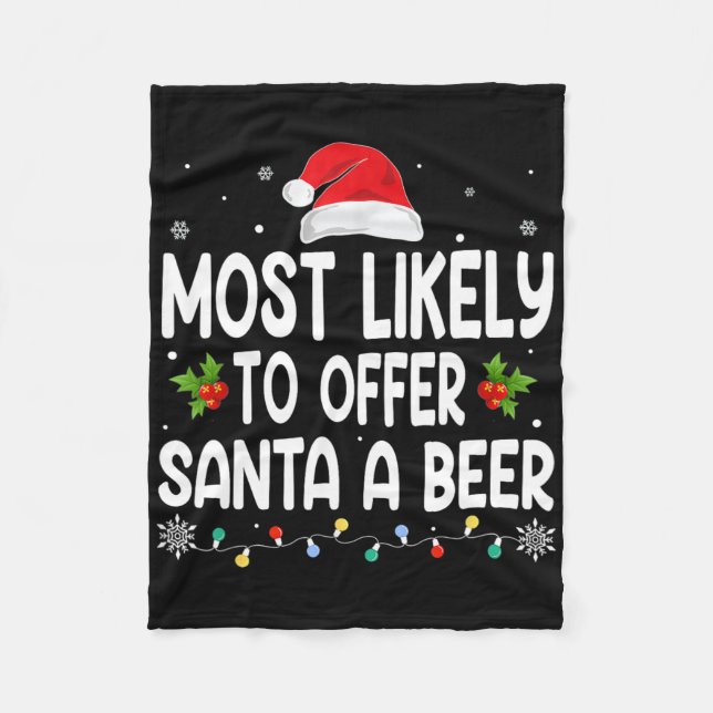 Couverture Polaire Christmas Likely Offer Santa A Beer Funny Drinking (Devant)