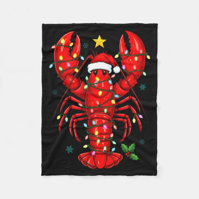 Couverture Polaire Christmas Lobster With Santa Hat Funny Holiday  (Devant)