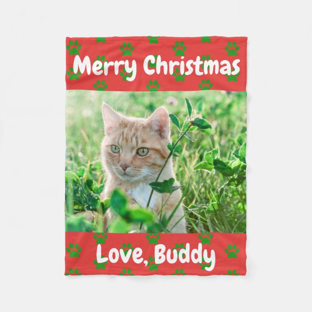 Couverture Polaire Christmas Log Chien Chat Papa Maman Animal de comp (Devant)