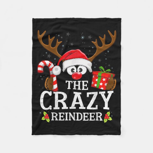 Couverture Polaire Christmas Matching The Crazy Reindeer Family  (Devant)