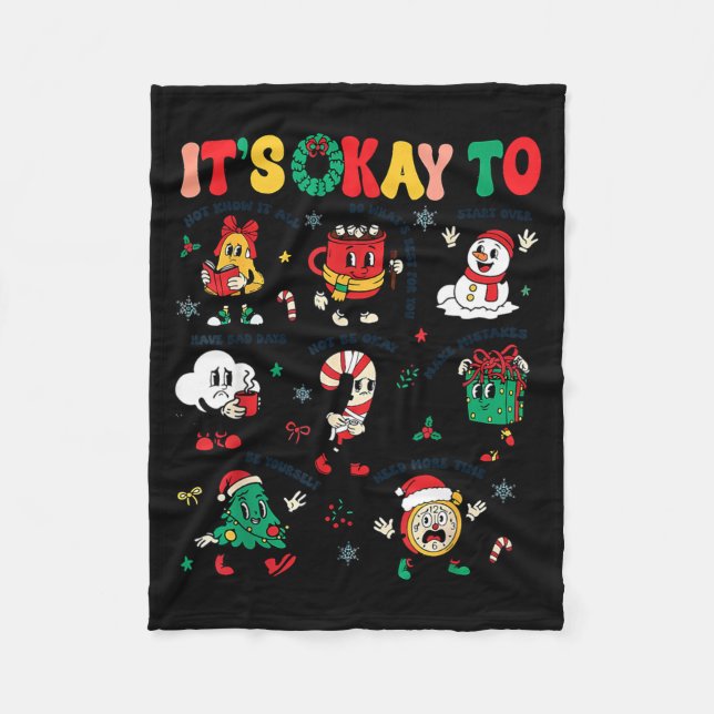 Couverture Polaire Christmas Mental Health Awareness Men Women It's O (Devant)