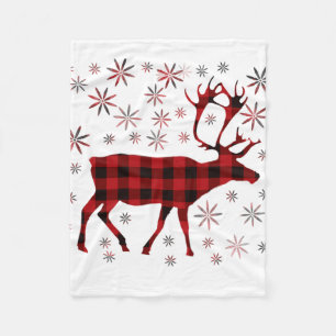 Couverture Polaire Christmas Moose, Deer, elk, caribou, red plaids