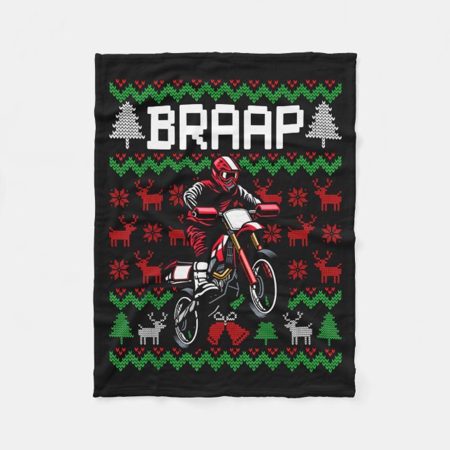 Couverture Polaire Christmas Motorcycle Motocross Braap Dirt Bike  (Devant)