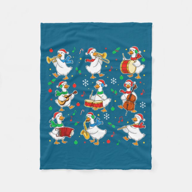 Couverture Polaire Christmas Music Goose Teacher Shirt, Holiday Music (Devant)