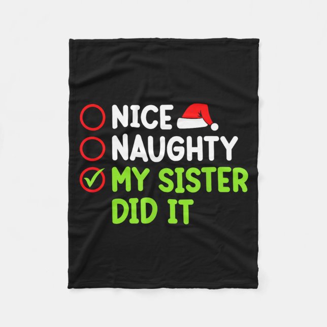 Couverture Polaire Christmas Nice Naughty Sister Did It Xmas Family B (Devant)