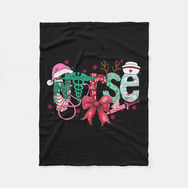 Couverture Polaire Christmas Nurse Coquette Bow Stethoscope Er Rn Icu (Devant)