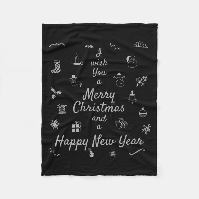 Couverture Polaire Christmas Ornaments Merry Xmas Happy New Year  (Devant)