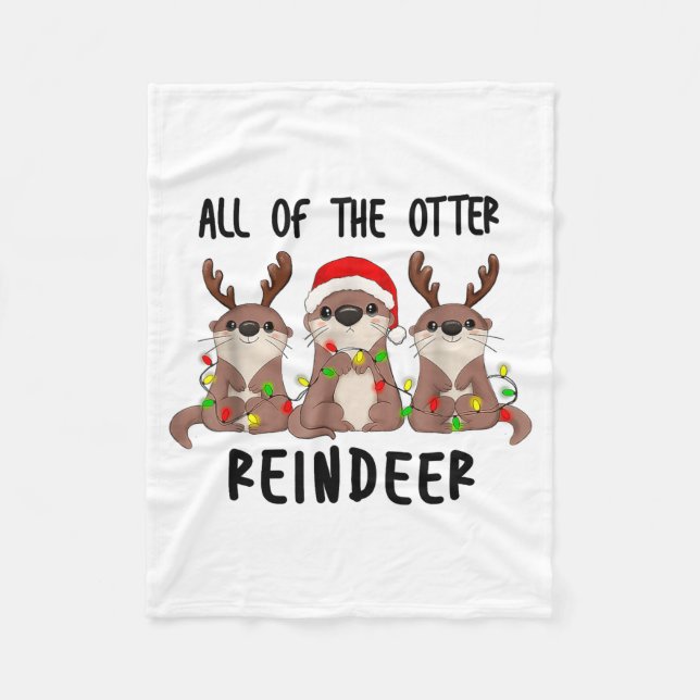 Couverture Polaire Christmas Otters Cute All Of The Otter Reindeer  (Devant)