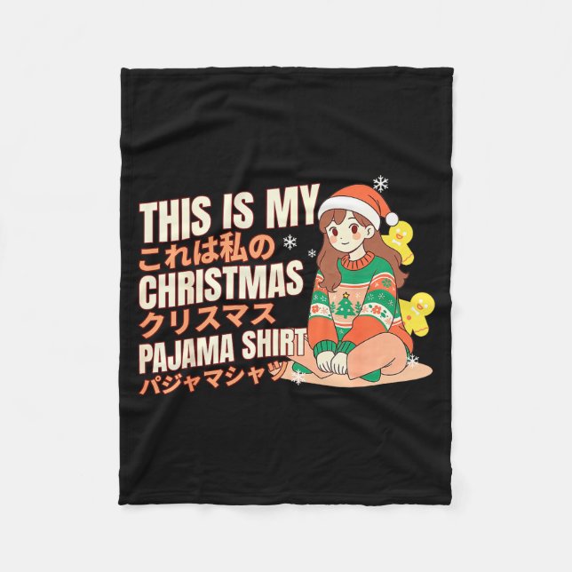 Couverture Polaire Christmas Pajama Anime Girl Japanese Manga Otaku  (Devant)