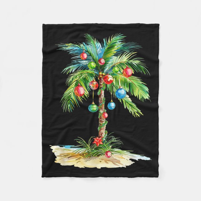 Couverture Polaire Christmas Palm Tree Light Hawaiian Trocal Xmas Men (Devant)