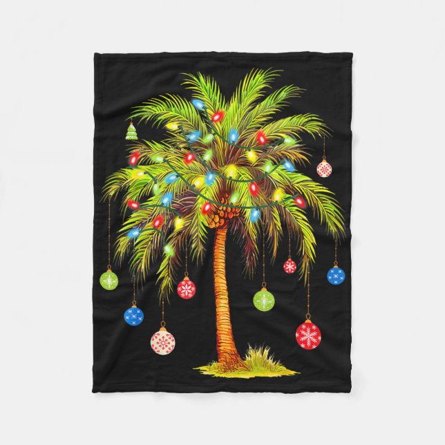 Couverture Polaire Christmas Palm Tree Light Hawaiian Tropical Xmas  (Devant)
