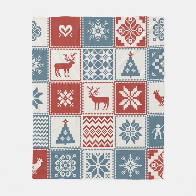 Couverture Polaire Christmas pattern in patchwork style. Traditional  (Devant)
