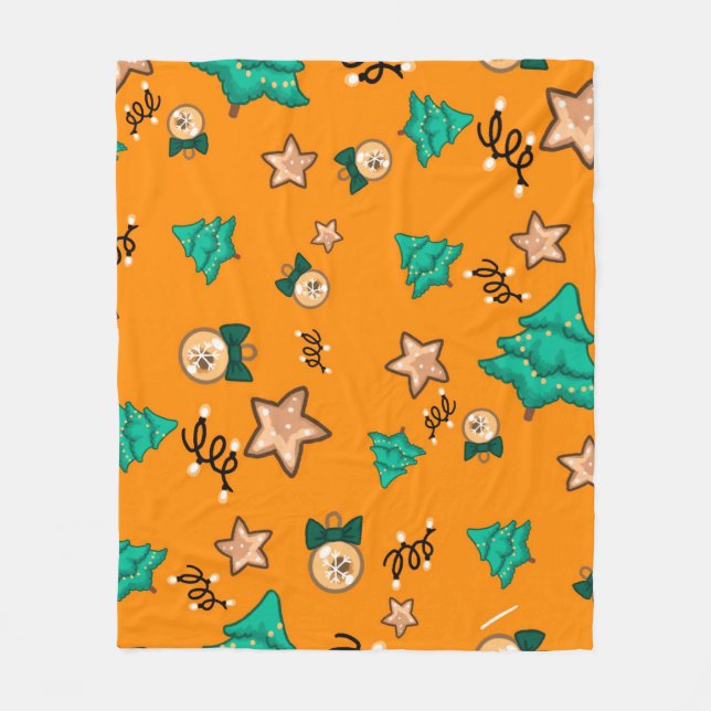 Couverture Polaire Christmas pattern with candles, Tangerinesbackgrou (Devant)