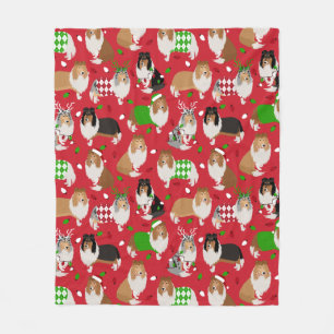Couverture Polaire Christmas Rough Collie