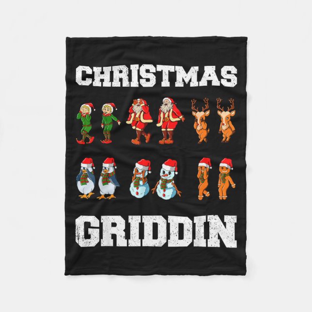 Couverture Polaire Christmas Santa Claus Snowman Reindeer Griddy Grid (Devant)
