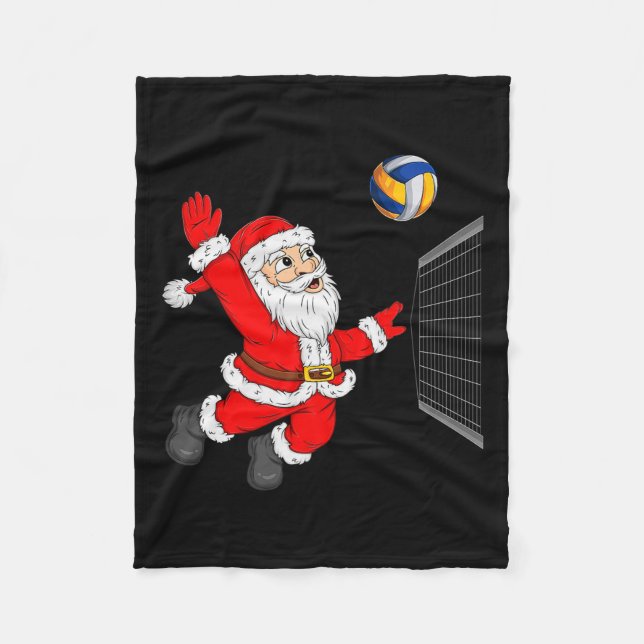 Couverture Polaire Christmas Santa Playing Volleyball Xmas Funny Srts (Devant)