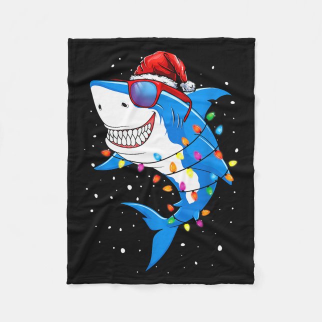 Couverture Polaire Christmas Shark Shirt Xmas Funny Santa Shark  (Devant)