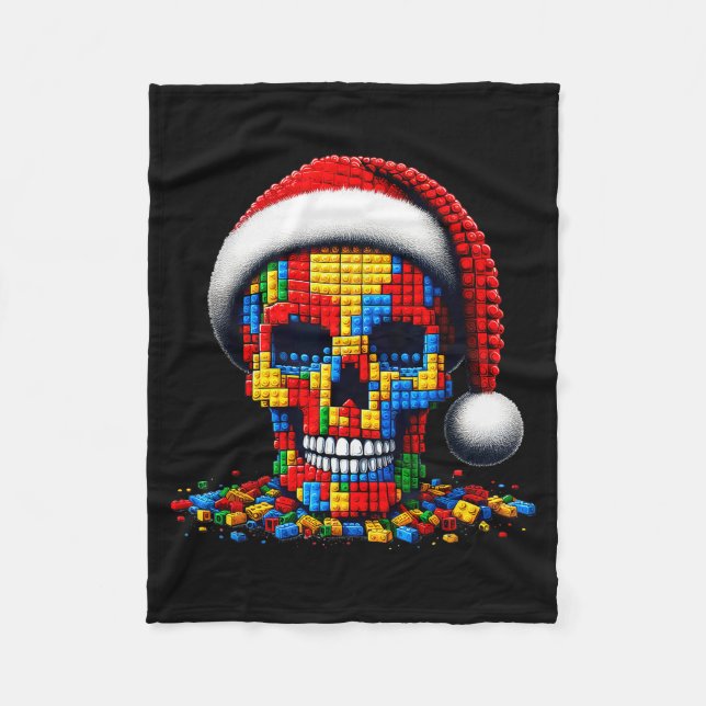 Couverture Polaire Christmas Skull Santa Hat Block Bricks Master Buil (Devant)