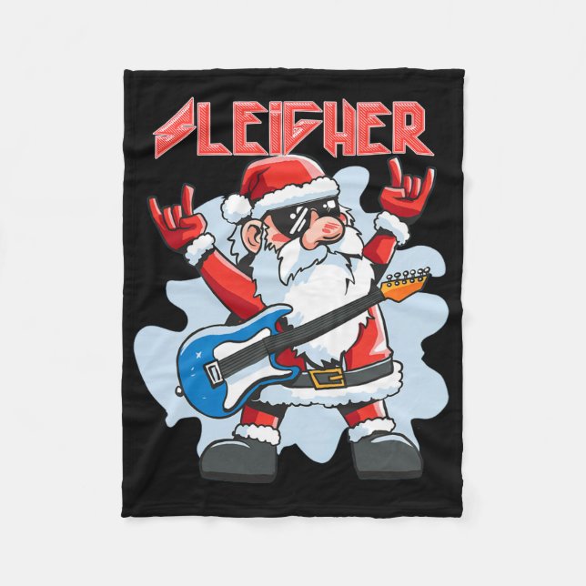 Couverture Polaire Christmas Sleigher Santa Rock Xmas Rocker Men Wome (Devant)