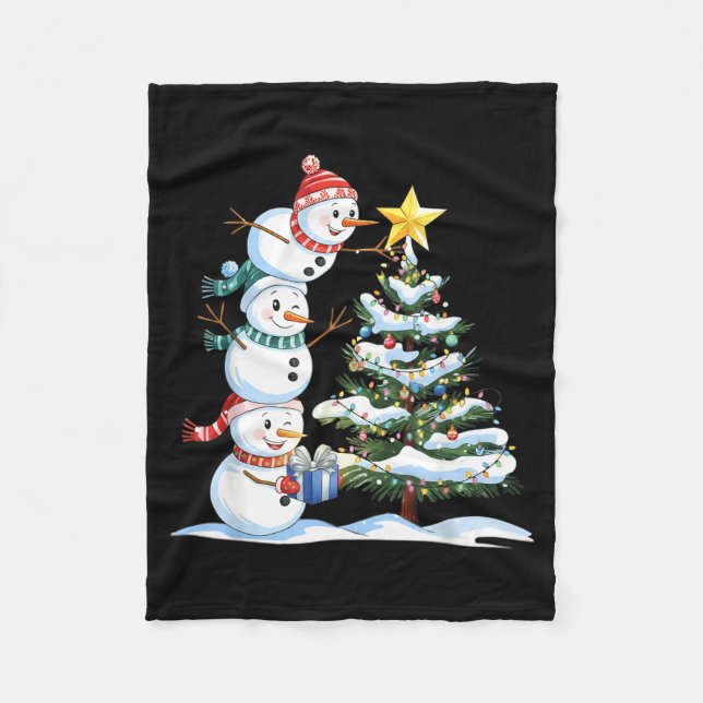Couverture Polaire Christmas Snowman Christmas Tree Funny Snowman Lov (Devant)