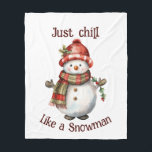 Couverture Polaire Christmas Snowman Just Chill Citation amusante Aqu<br><div class="desc">Noël Snowman Snowwoman Décor Amusant Aquarelle avec plaisir Juste Citation Chill</div>