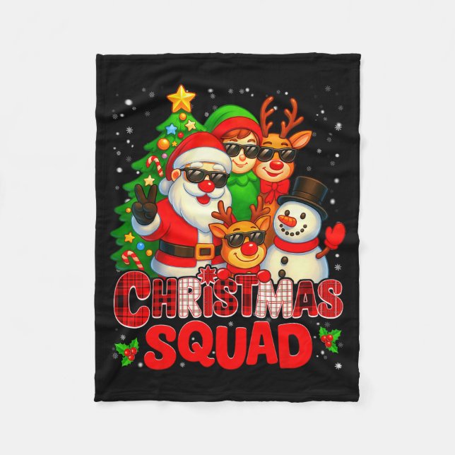 Couverture Polaire Christmas Squad Plaid Santa Snowman Elf Rudolph Xm (Devant)