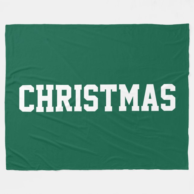 Couverture Polaire CHRISTMAS Texte Blanc Nostalgique sur Fond Vert Ép (Devant (Horizontal))