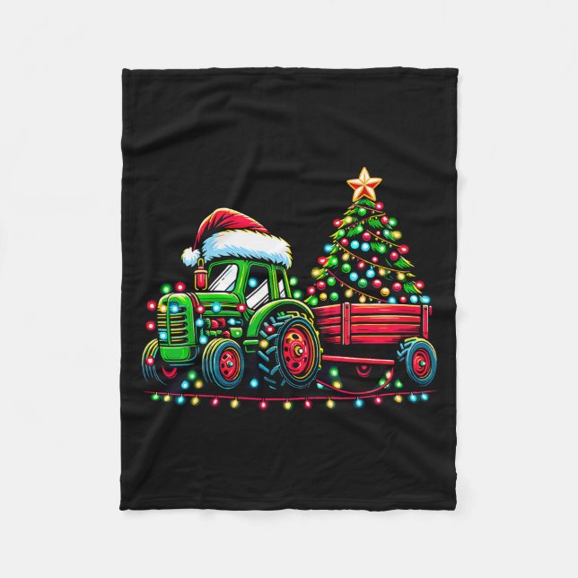 Couverture Polaire Christmas Tractor Boys Santa Xmas Farm Truck  (Devant)