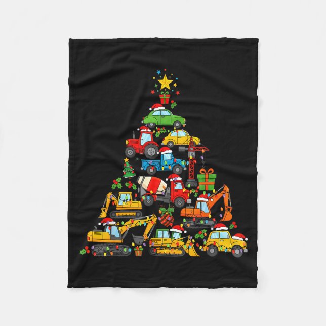 Couverture Polaire Christmas Tree Cute Construction Truck Xmas Holida (Devant)