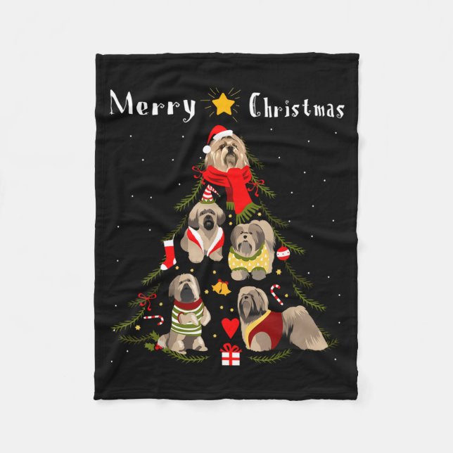 Couverture Polaire Christmas Tree Lhasa Apso Lover Xmas Dog Owner New (Devant)