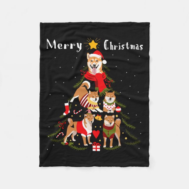 Couverture Polaire Christmas Tree Shiba Inu Lover Xmas Dog Owner New  (Devant)