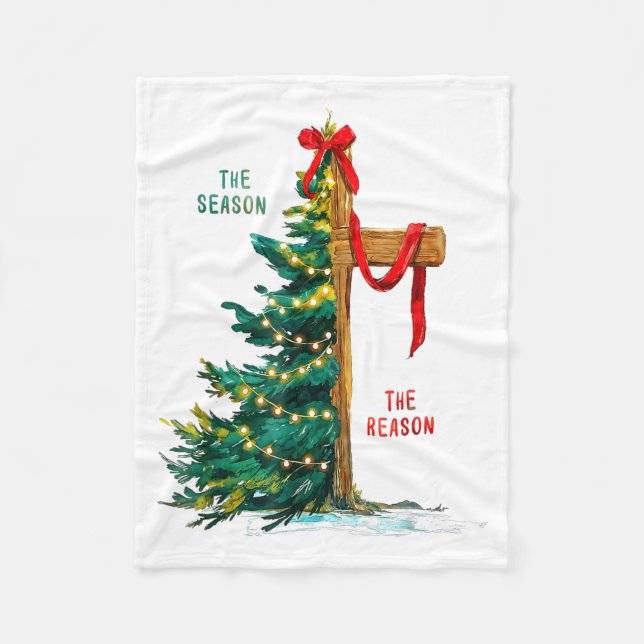 Couverture Polaire Christmas Tree The Season Jesus Cross The Reason  (Devant)