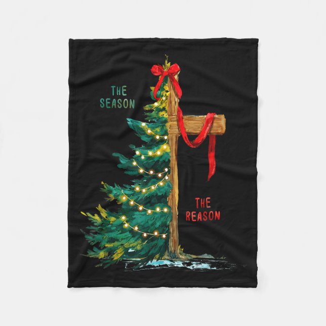 Couverture Polaire Christmas Tree The Season Jesus Cross The Reason  (Devant)