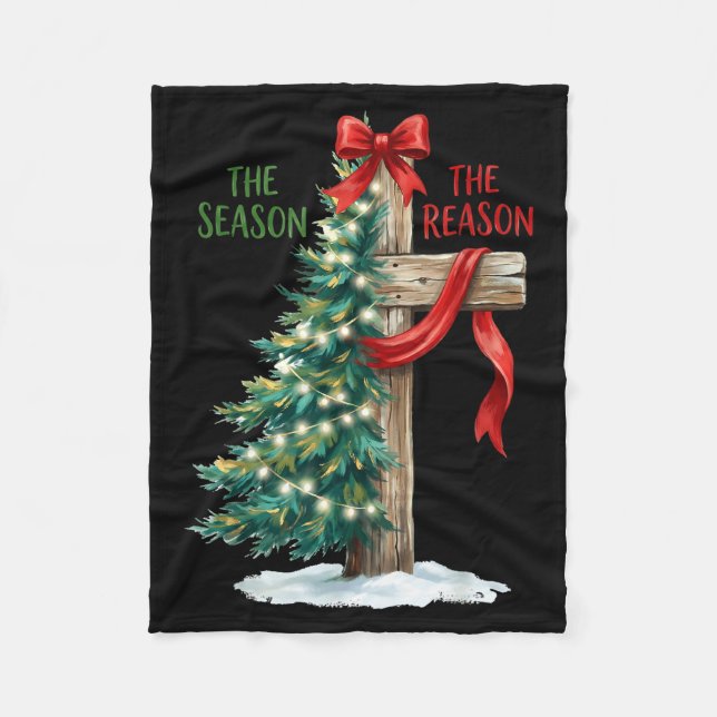 Couverture Polaire Christmas Tree The Season Jesus Cross The Reason X (Devant)